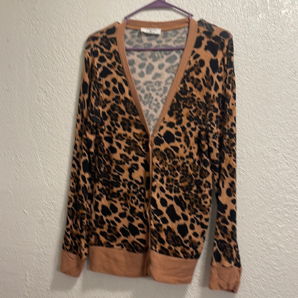 Zenana animal print cardigan.
